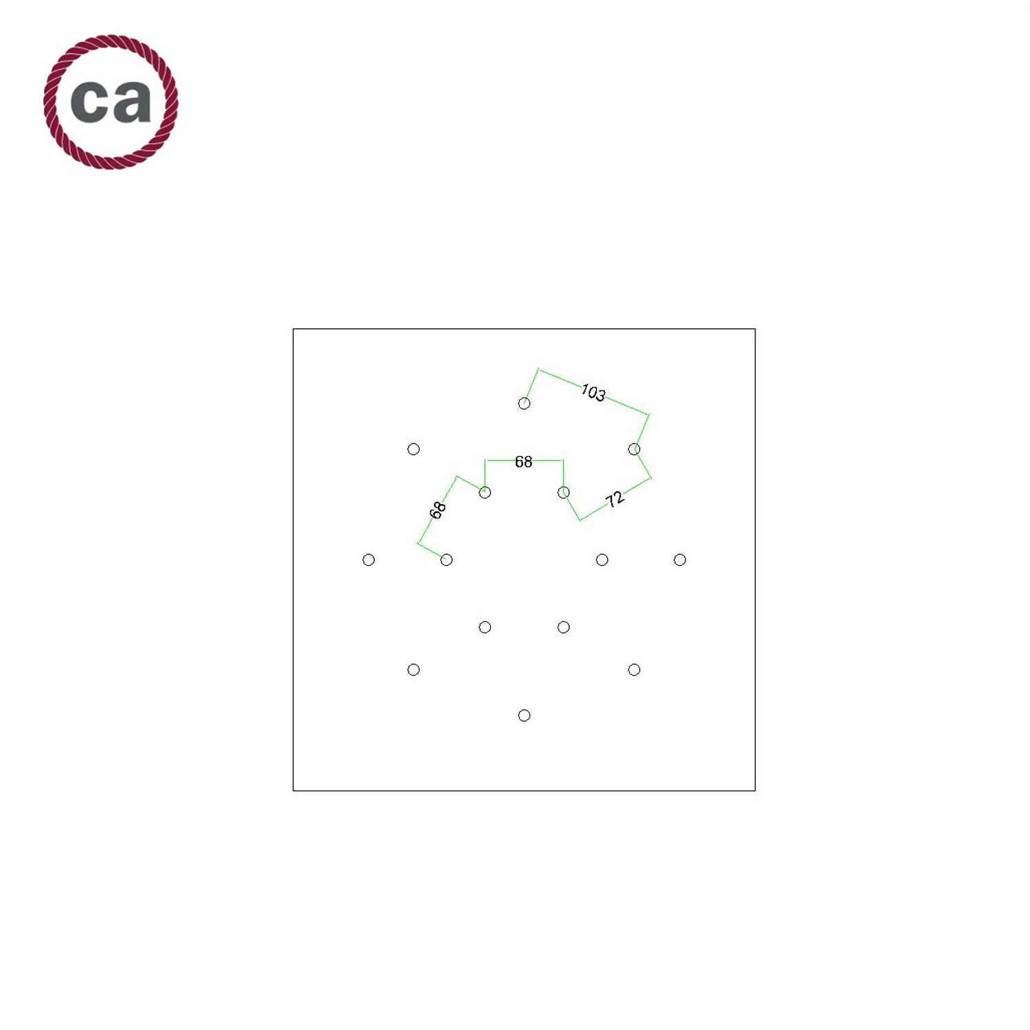 Rosone XXL Rose-One quadrato, 400 mm con 14 fori e 4 fori laterali - Dibond Ottone satinato Bianco