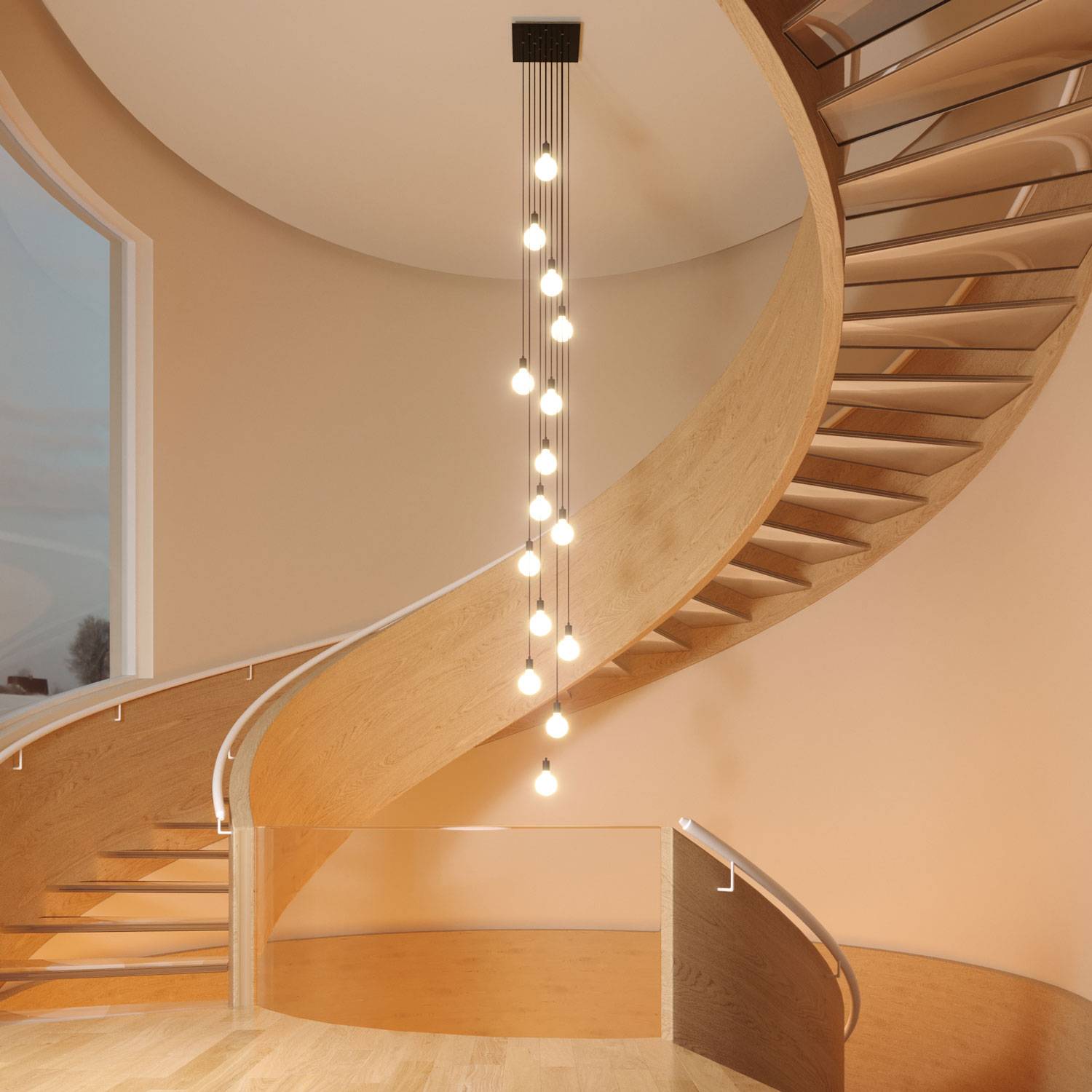 Rosone XXL Rose-One quadrato, 400 mm con 14 fori e 4 fori laterali - Dibond Rame satinato Bianco