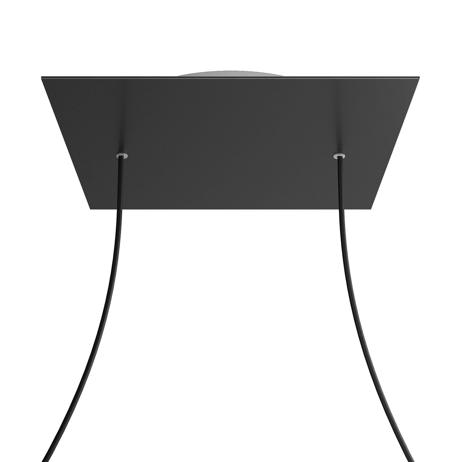 Rosone XXL Rose - One quadrato, 400 mm con 2 fori e 4 fori laterali - Nero opaco - Creative Cables