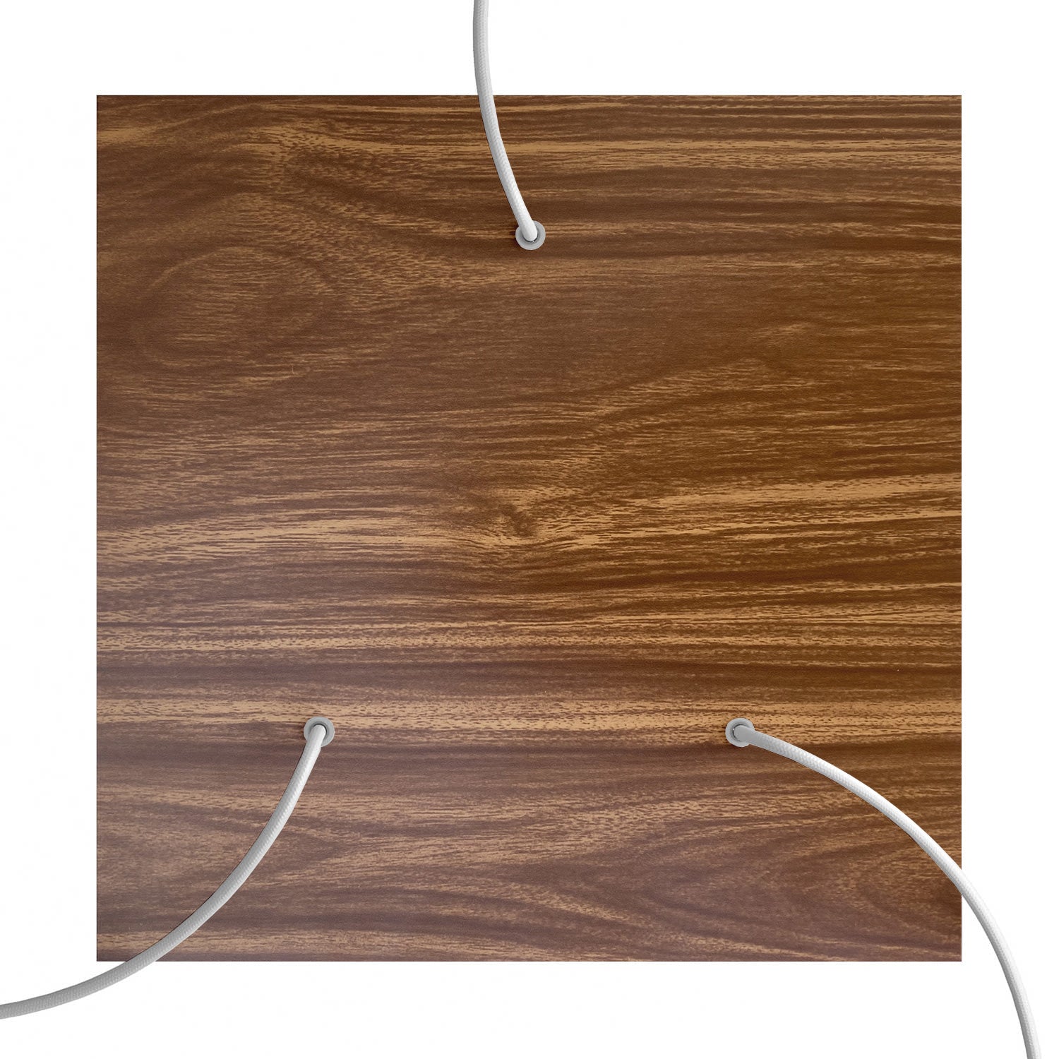 Rosone XXL Rose - One quadrato, 400 mm con 3 fori e 4 fori laterali - Legno - Creative Cables