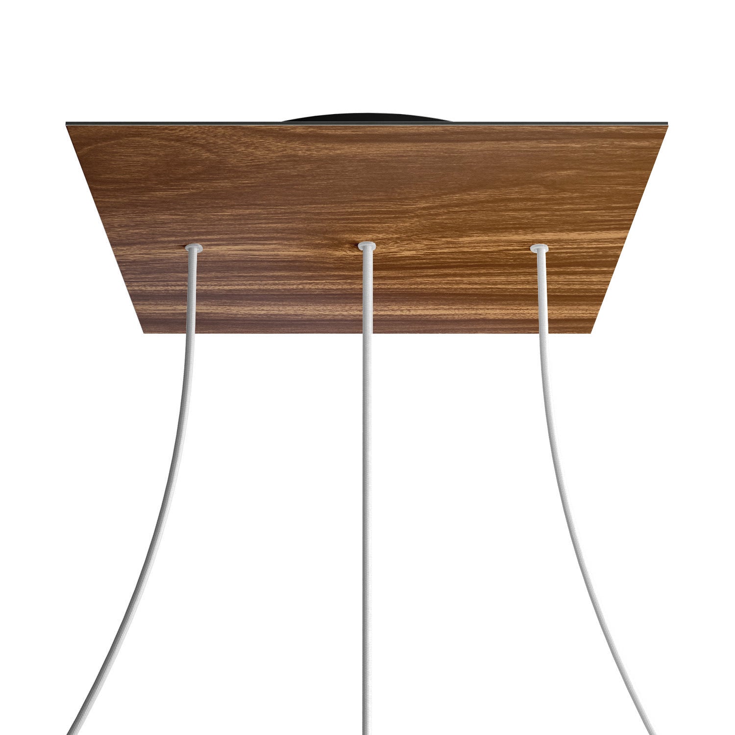 Rosone XXL Rose-One quadrato, 400 mm con 3 fori in linea e 4 fori laterali - Legno Nero