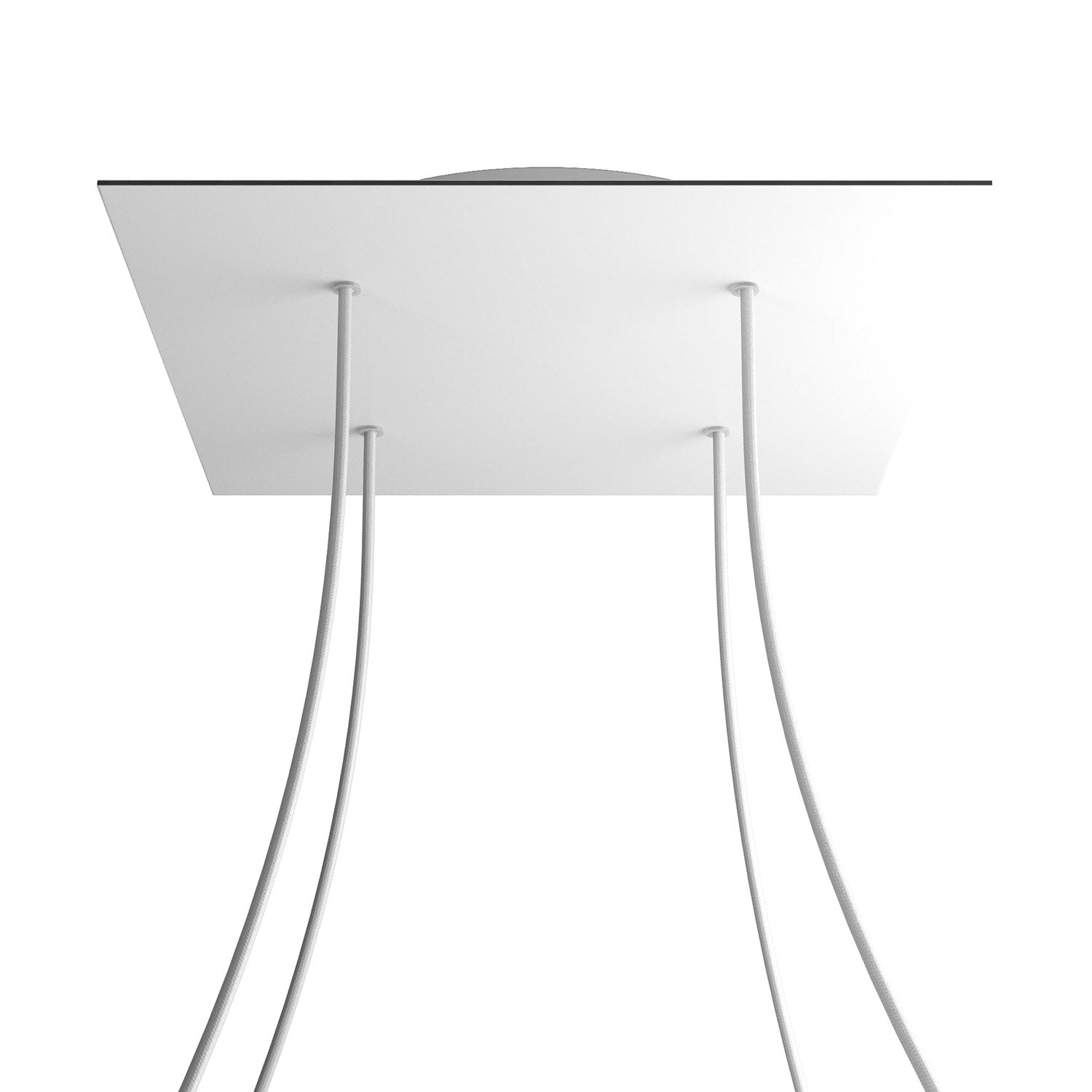 Rosone XXL Rose - One quadrato, 400 mm con 4 fori e 4 fori laterali - Bianco opaco - Creative Cables