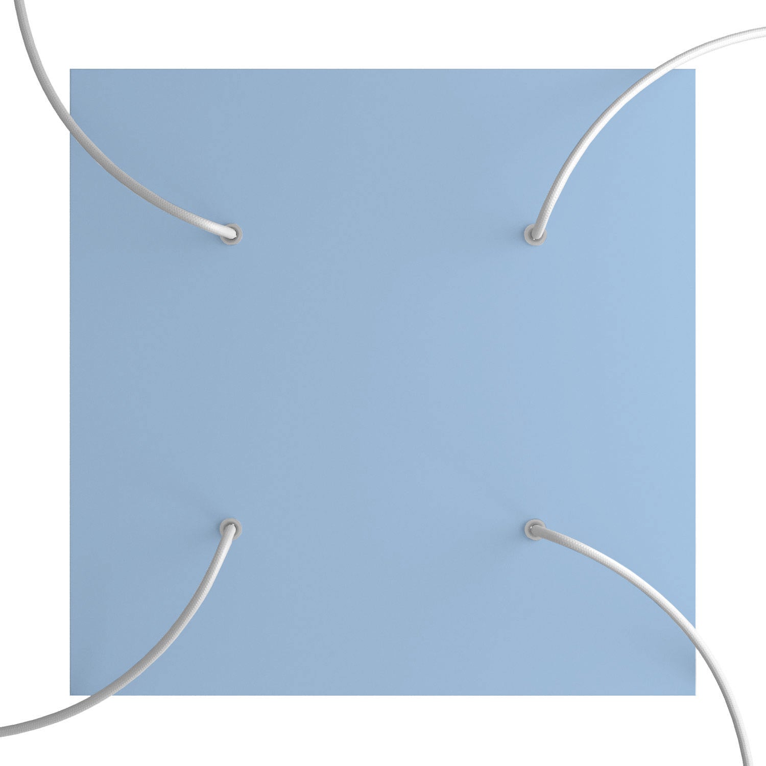 Rosone XXL Rose - One quadrato, 400 mm con 4 fori e 4 fori laterali - Blu carta da zucchero - Creative Cables