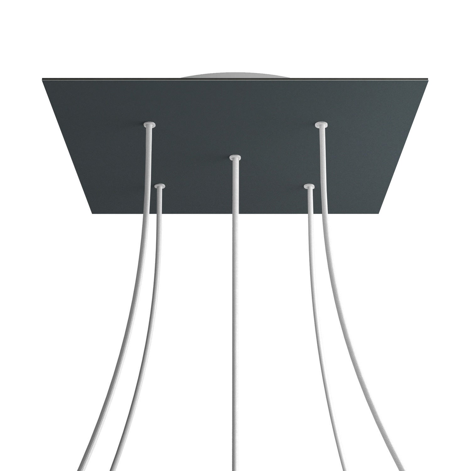 Rosone XXL Rose-One quadrato, 400 mm con 5 fori e 4 fori laterali - Antracite Bianco