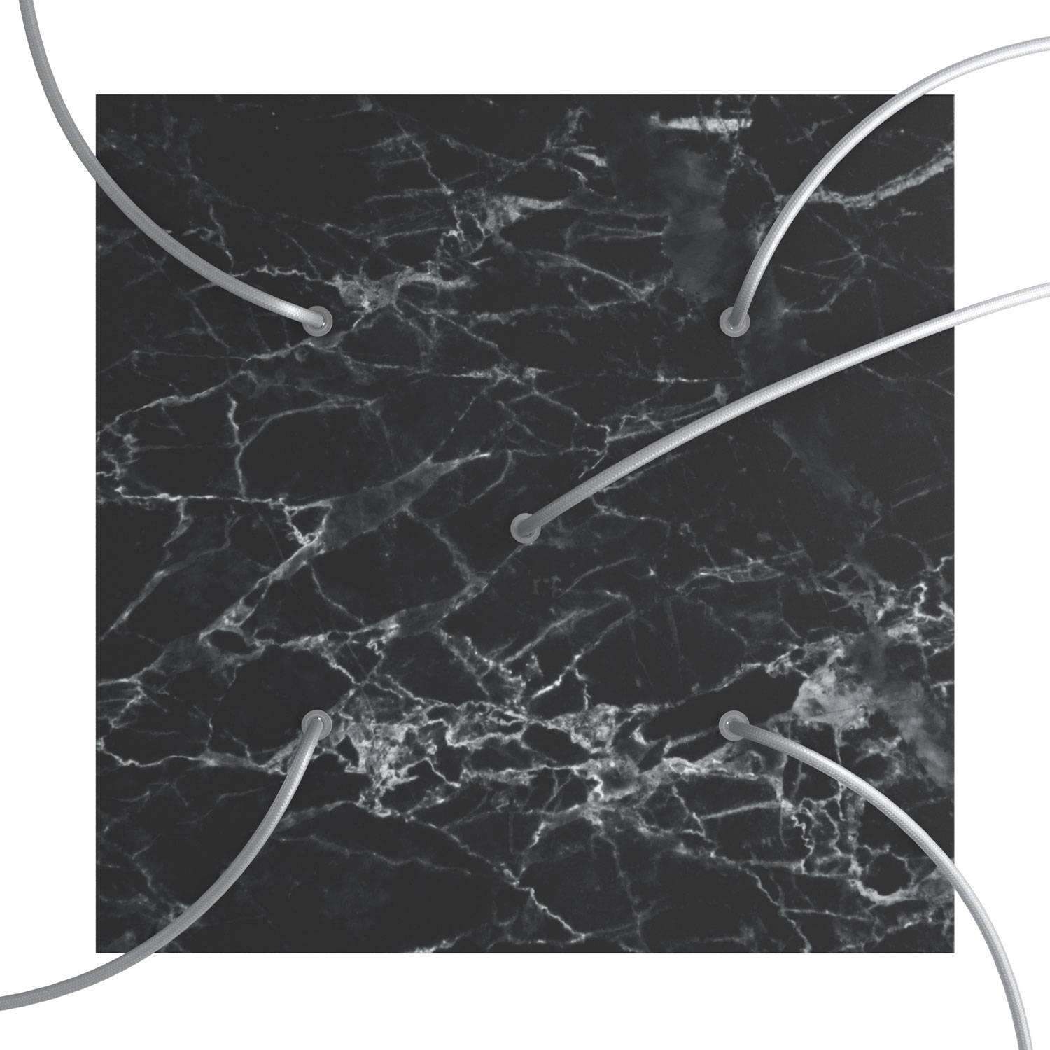 Rosone XXL Rose-One quadrato, 400 mm con 5 fori e 4 fori laterali - Marmo Marquina Bianco