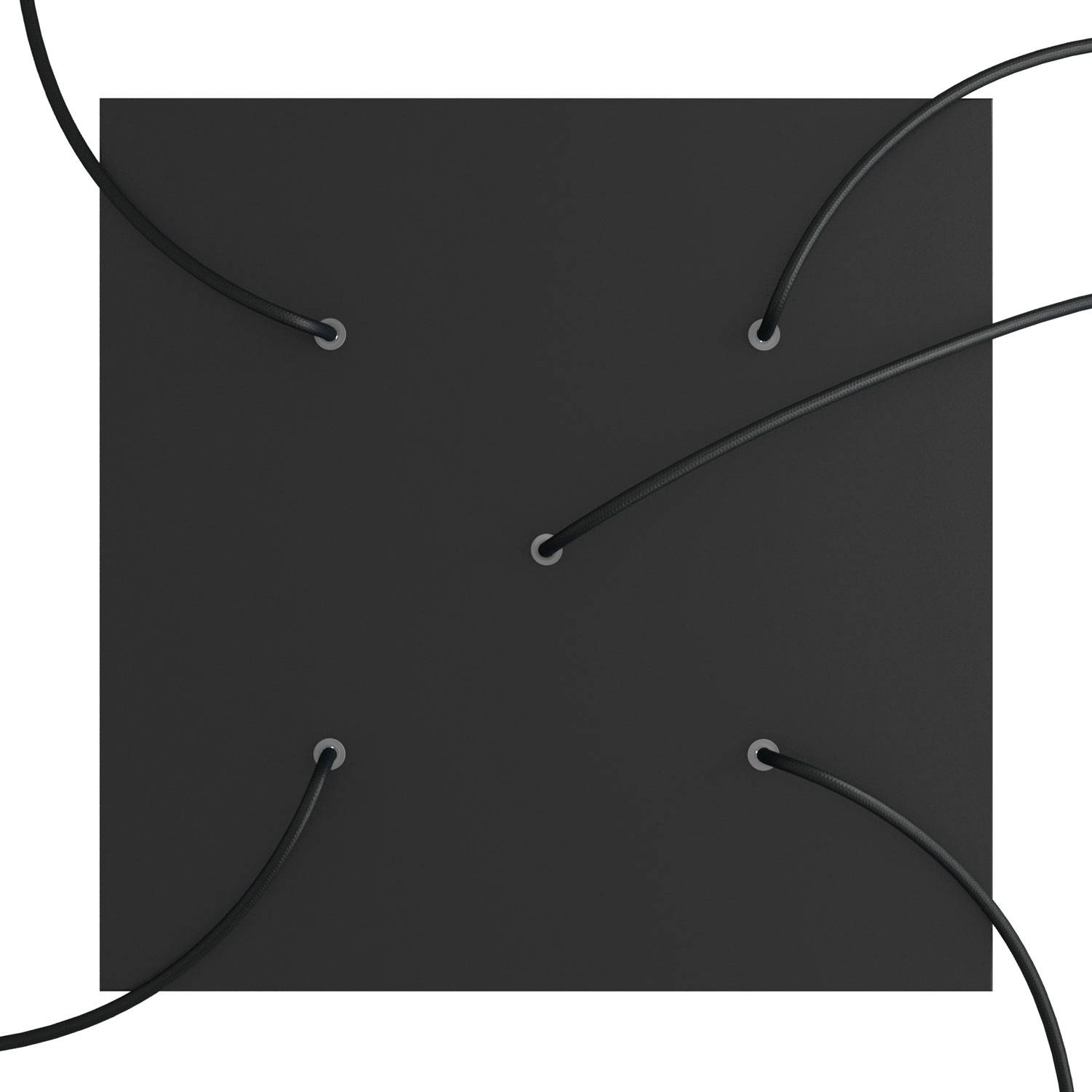 Rosone XXL Rose - One quadrato, 400 mm con 5 fori e 4 fori laterali - Nero opaco - Creative Cables