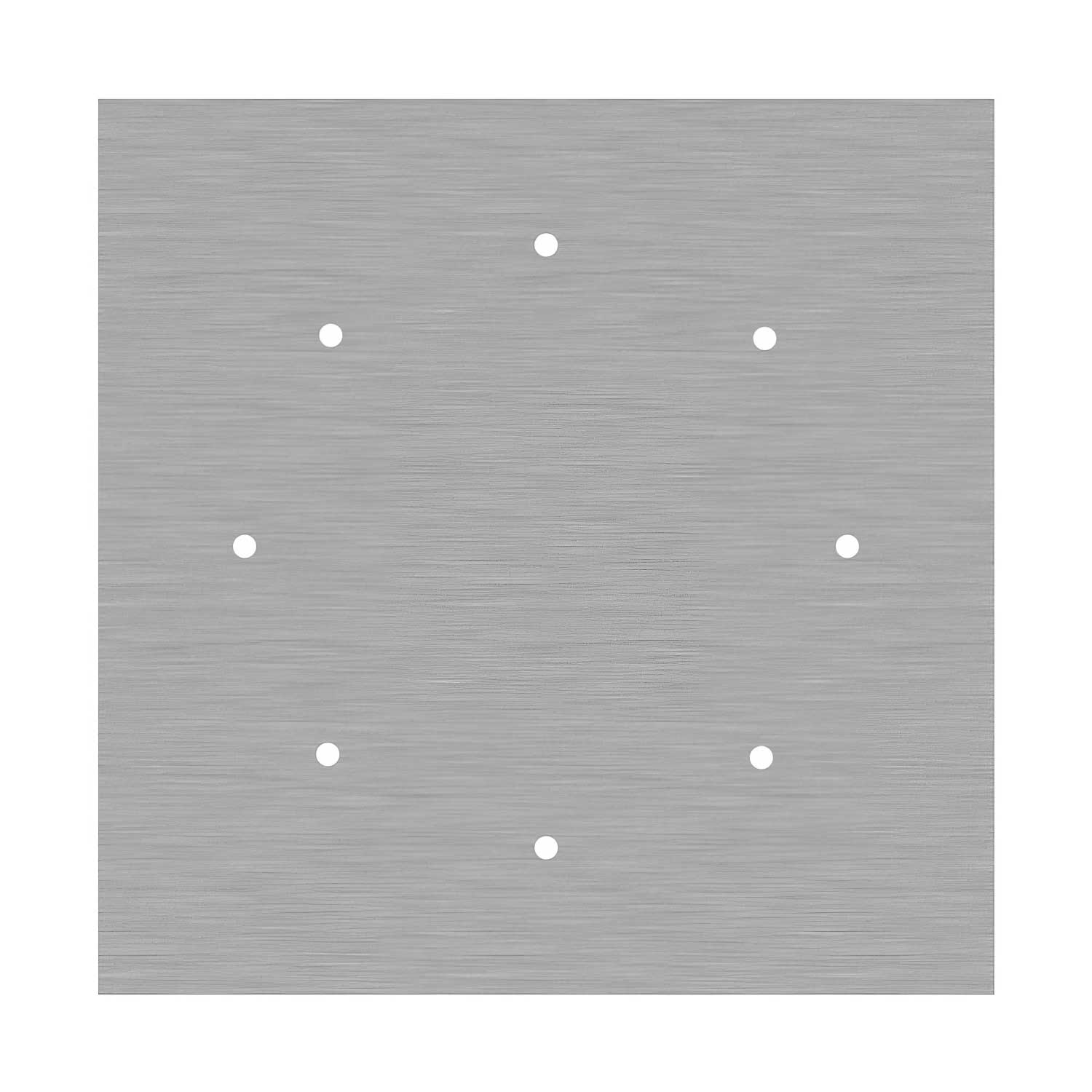 Rosone XXL Rose-One quadrato, 400 mm con 8 fori e 4 fori laterali - Dibond Acciaio satinato Bianco