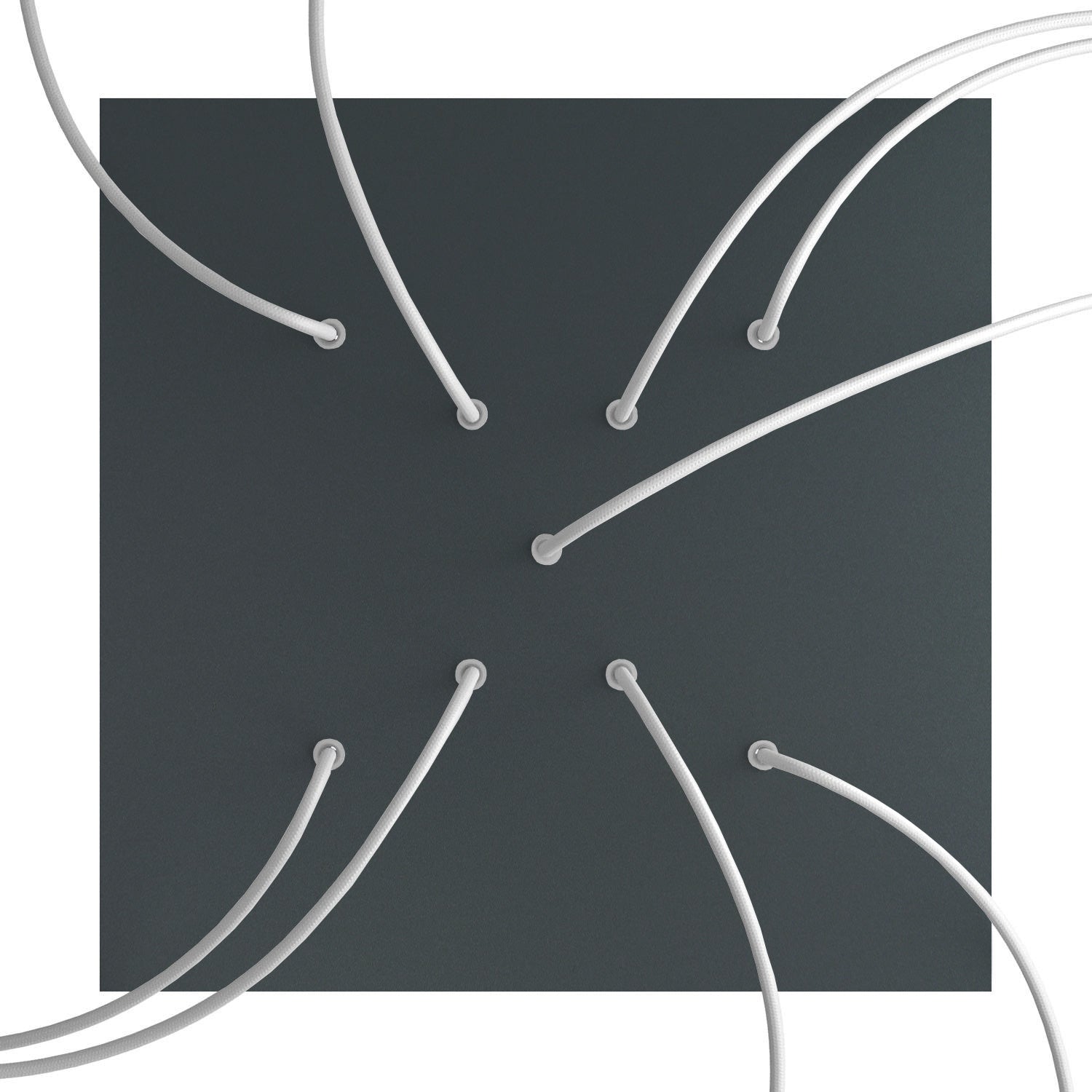 Rosone XXL Rose - One quadrato, 400 mm con 9 fori a X e 4 fori laterali - Antracite - Creative Cables