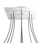 Rosone XXL Rose-One quadrato, 400 mm con 9 fori e 4 fori laterali - Marmo Carrara Bianco