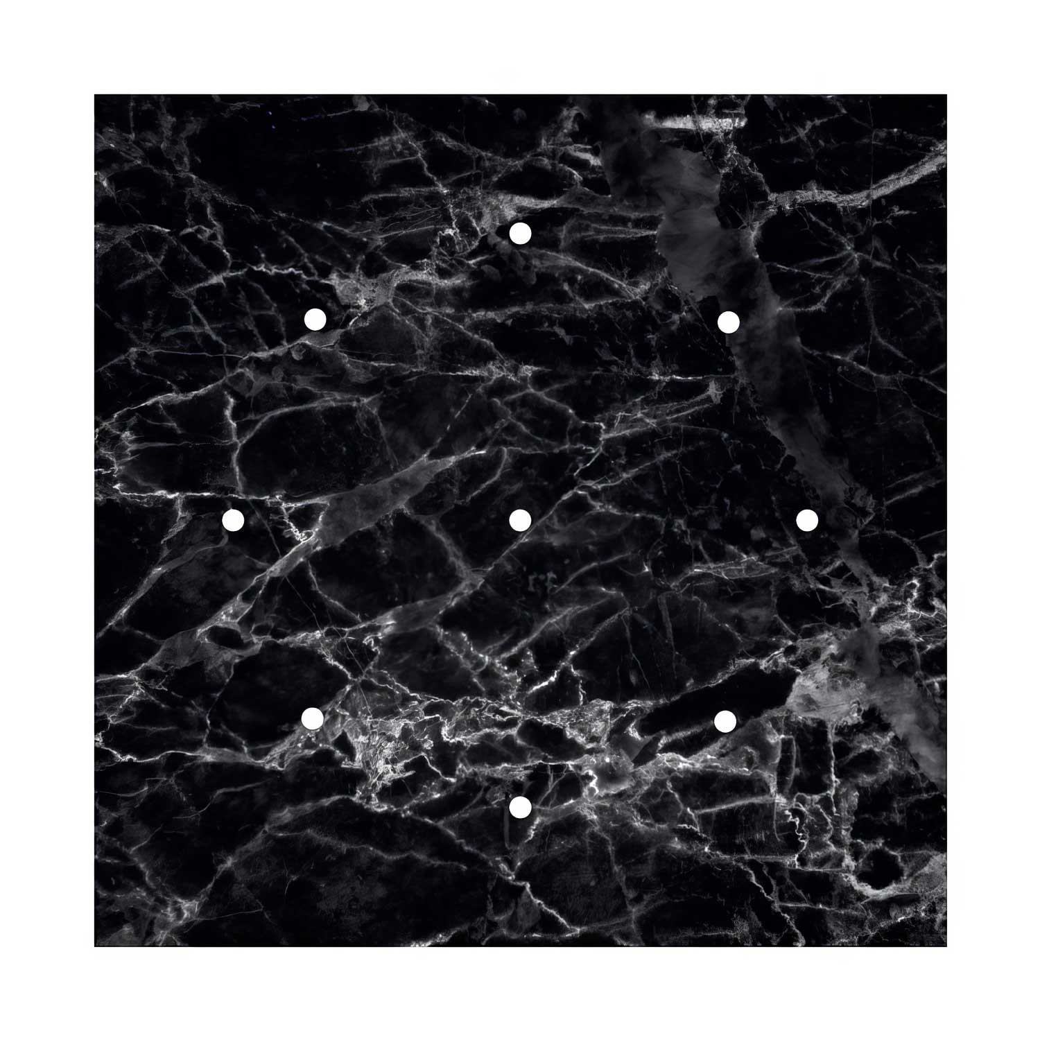 Rosone XXL Rose-One quadrato, 400 mm con 9 fori e 4 fori laterali - Marmo Marquina Bianco