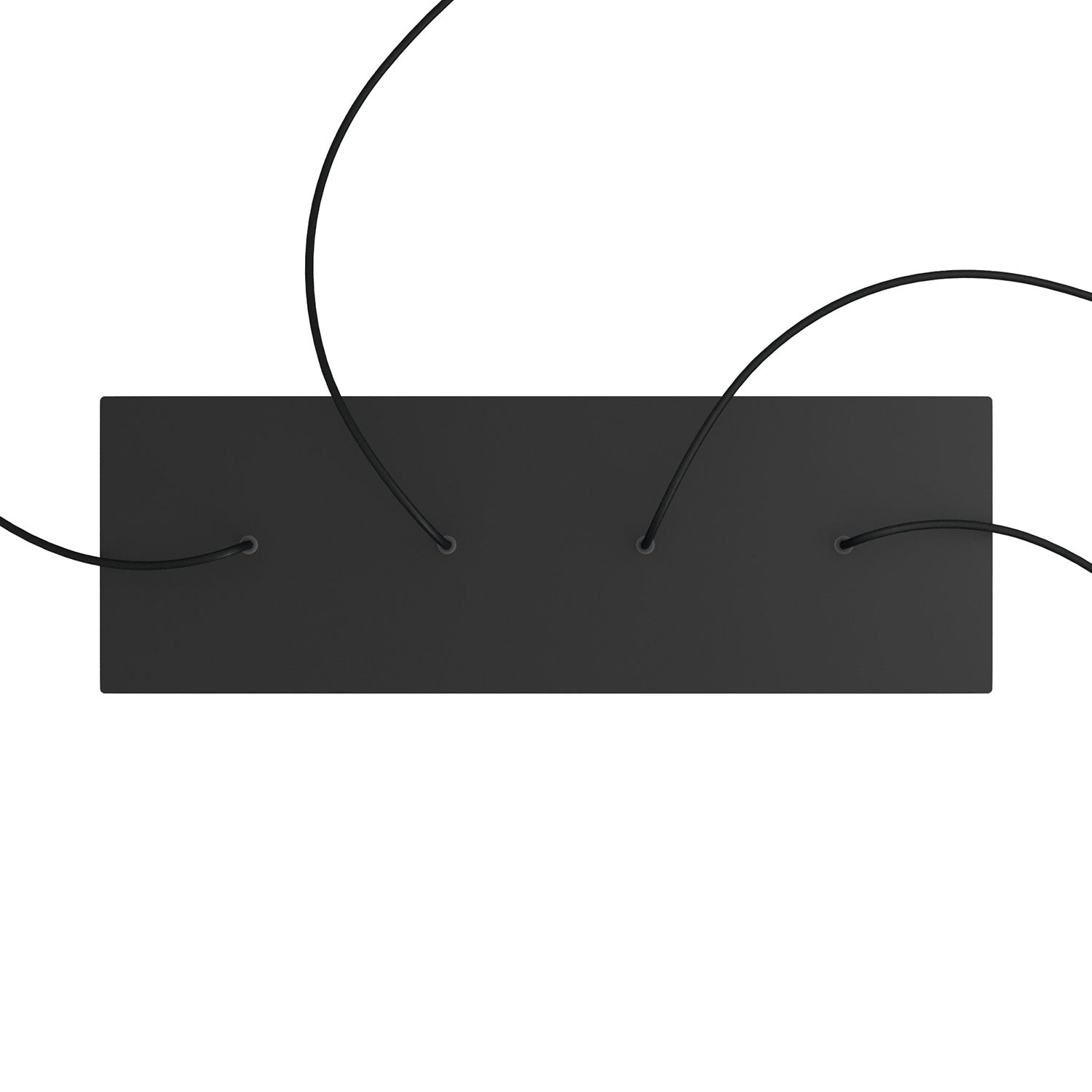 Rosone XXL Rose - One rettangolare a 4 fori in linea e 6 fori laterali, dimensioni 675 x 225 mm - Dibond Nero opaco - Creative Cables