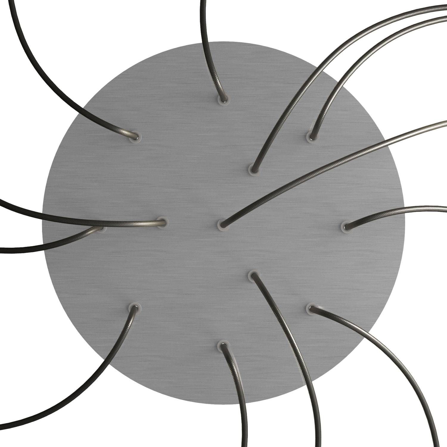 Rosone XXL Rose-One rotondo, diametro 400 mm con 12 fori e 4 fori laterali - Dibond Acciaio satinato Bianco