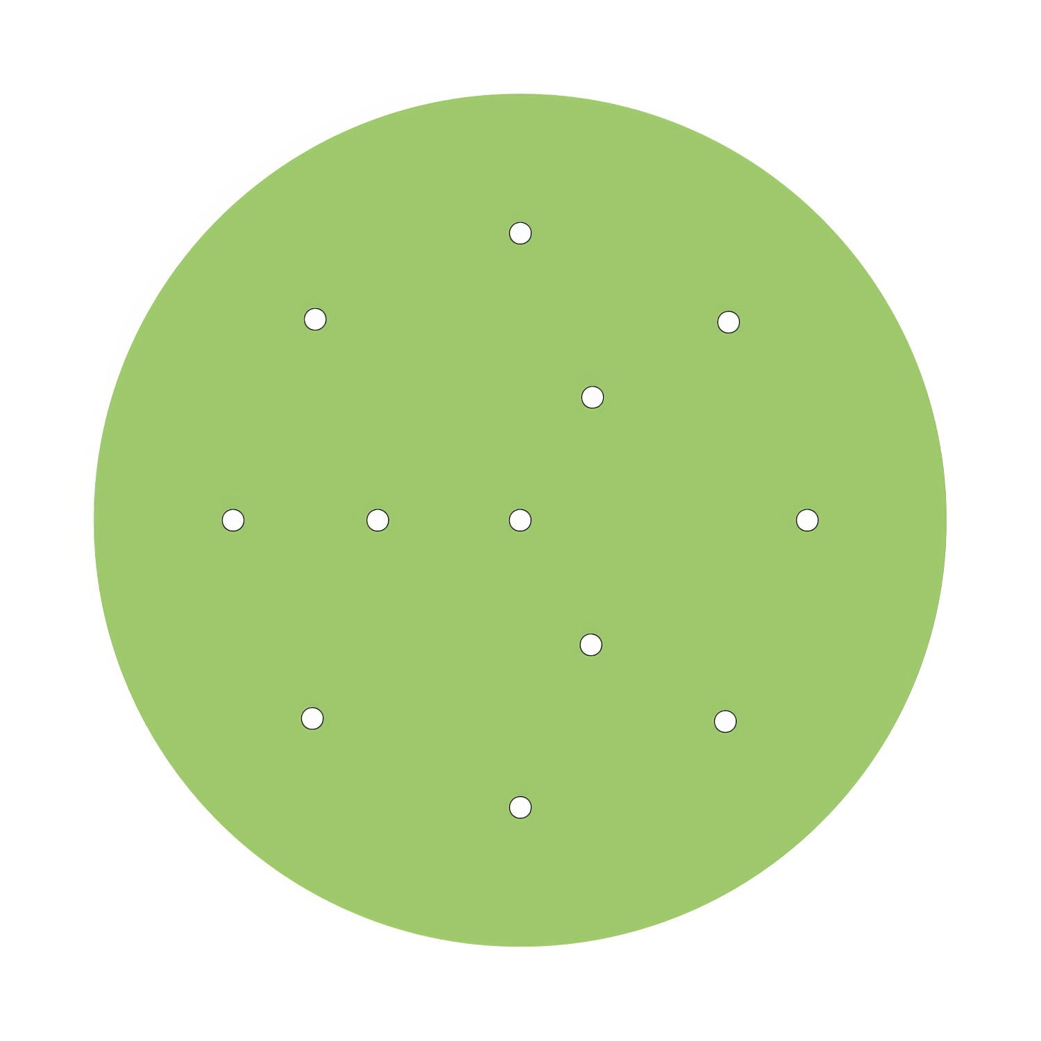 Rosone XXL Rose-One rotondo, diametro 400 mm con 12 fori e 4 fori laterali - Verde prato Bianco