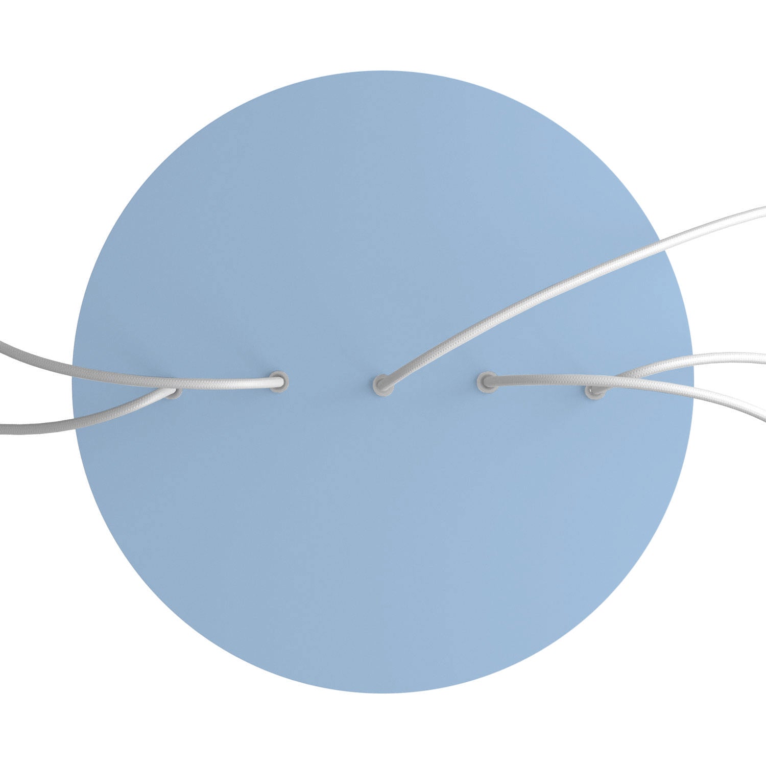 Rosone XXL Rose - One rotondo, diametro 400 mm con 5 fori in linea e 4 fori laterali - Blu carta da zucchero - Creative Cables