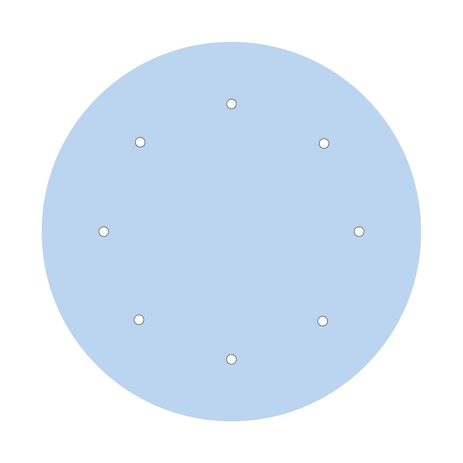 Rosone XXL Rose-One rotondo, diametro 400 mm con 8 fori e 4 fori laterali - Blu carta da zucchero Bianco