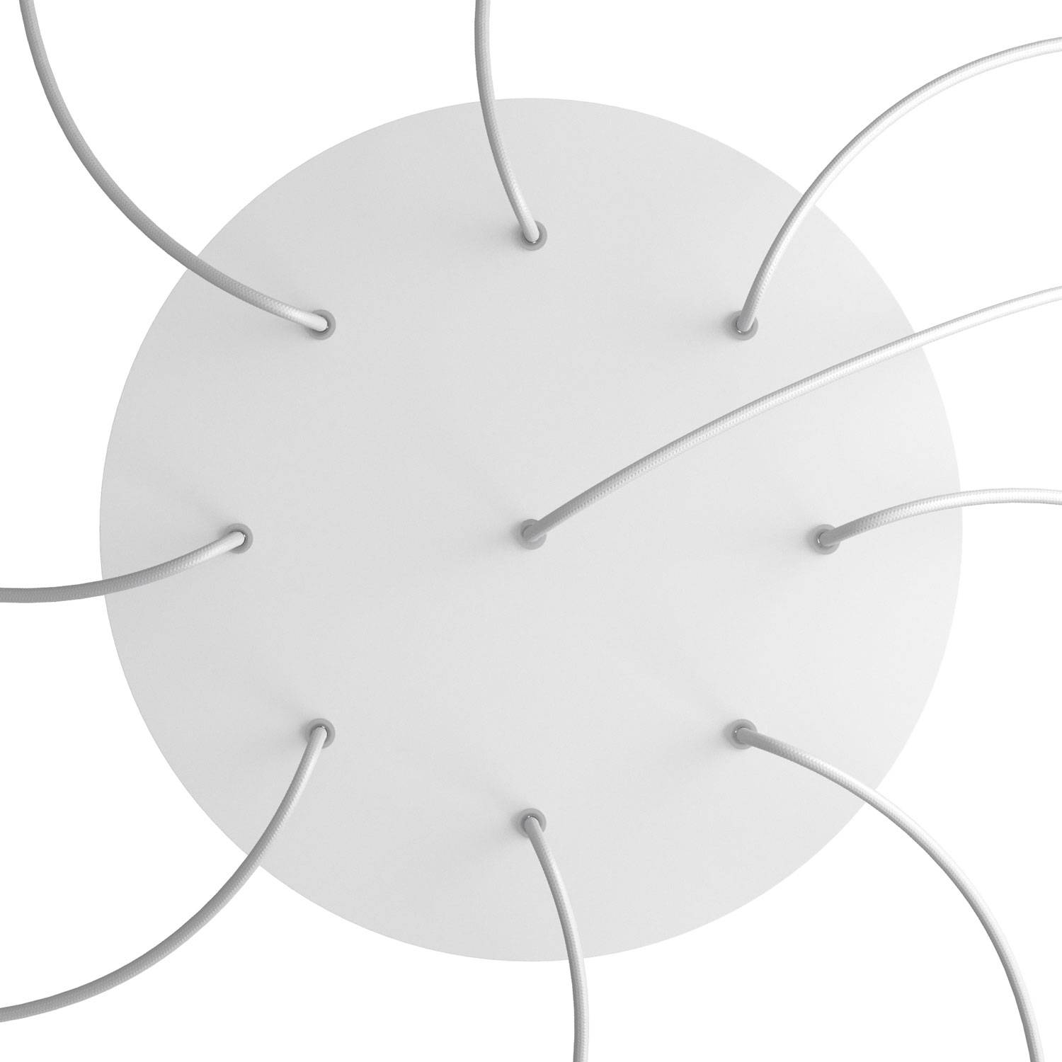 Rosone XXL Rose - One rotondo, diametro 400 mm con 9 fori e 4 fori laterali - Bianco opaco - Creative Cables