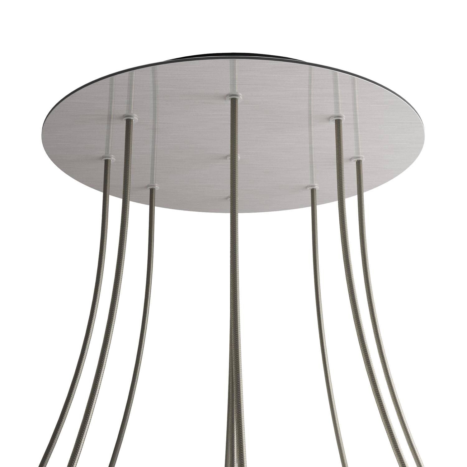 Rosone XXL Rose-One rotondo, diametro 400 mm con 9 fori e 4 fori laterali - Dibond Acciaio satinato Nero