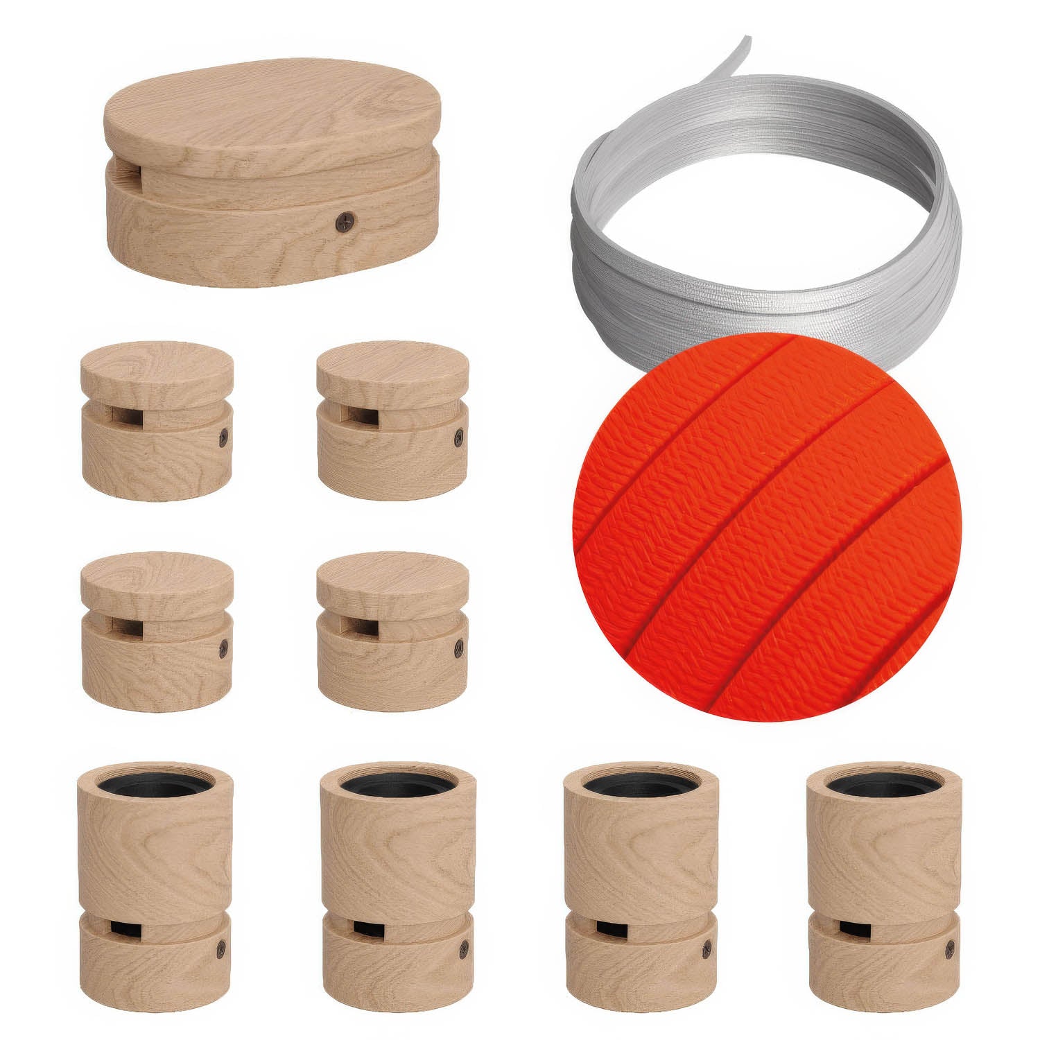 Sistema Filé Symmetric Kit - con cavo CF15 di 5 m per catenaria e 9 componenti in legno per interni