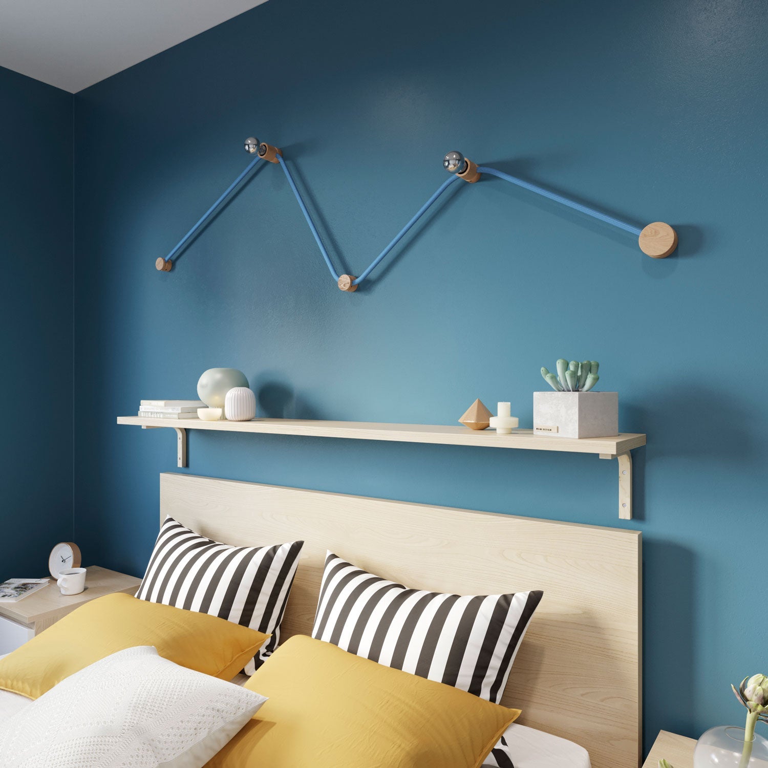 Sistema Filé Wiggle Kit - con cavo CM17 di 3 m per catenaria e 5 componenti in legno per interni