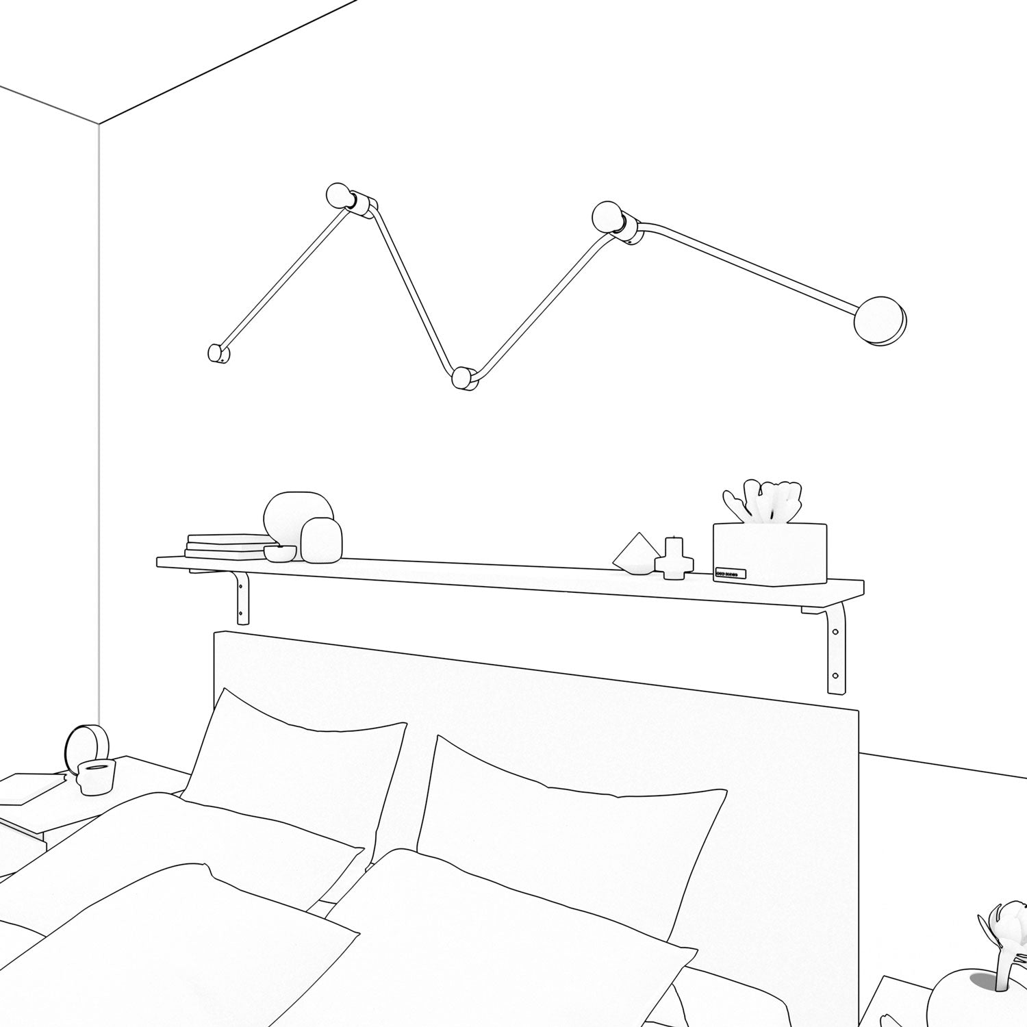 Sistema Filé Wiggle Kit - con cavo CM21 di 3 m per catenaria e 5 componenti in legno verniciato nero per interni