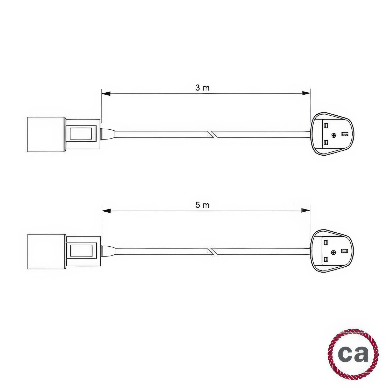 Snake Zig-Zag per paralume - Lampada plug-in con cavo in tessuto effetto Zig-Zag RD74 e spina UK