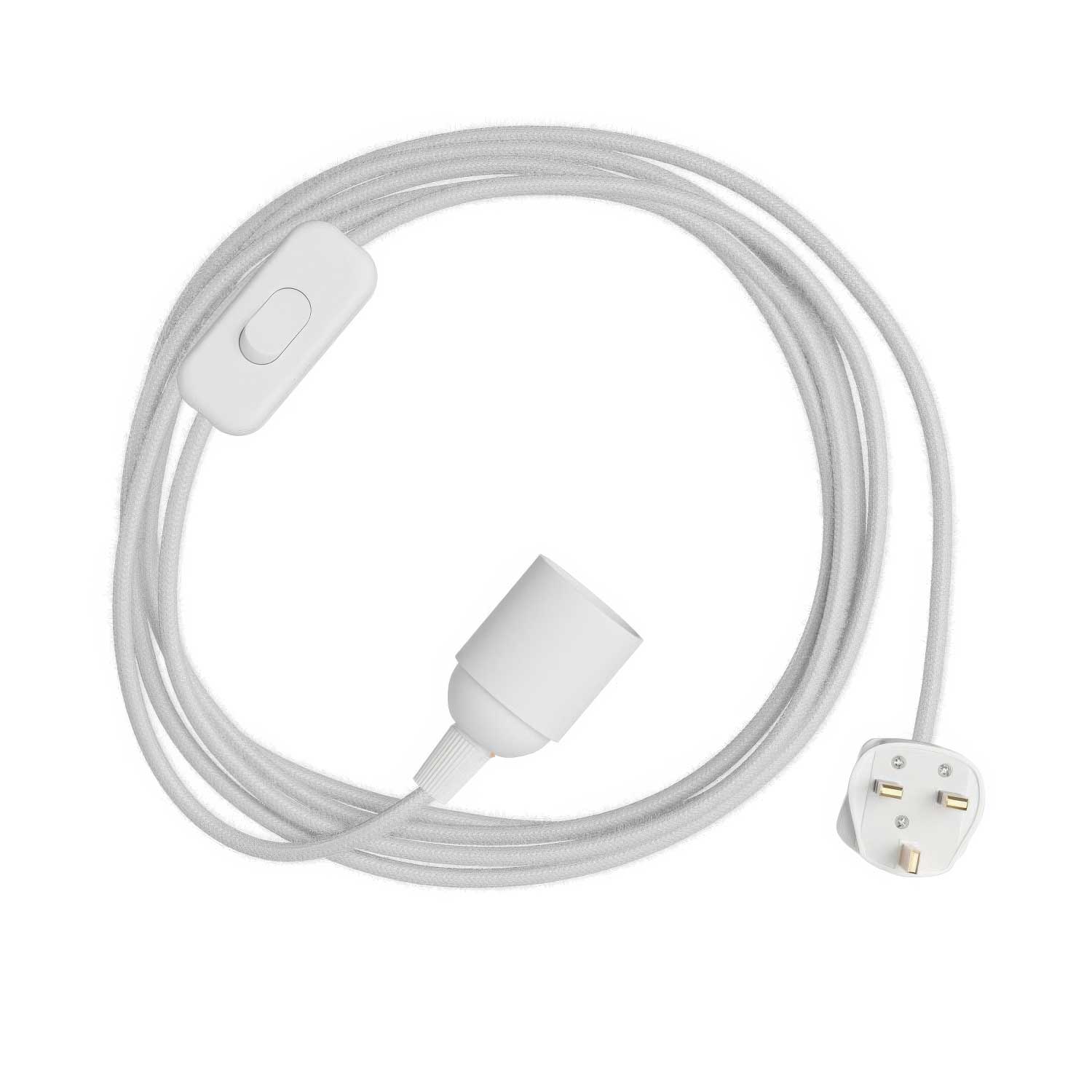 SnakeBis - Cablaggio con portalampada, cavo in tessuto colorato RC01 e spina UK