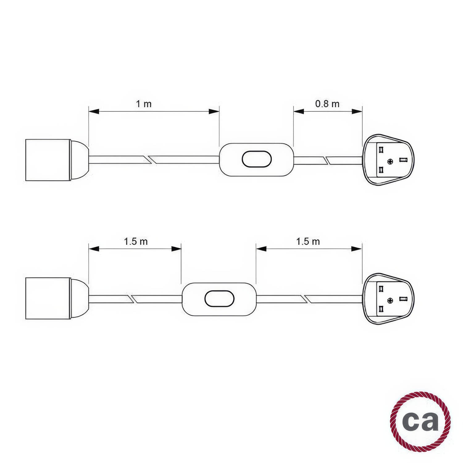 SnakeBis Twisted per paralume - Cablaggio con portalampada, cavo trecciato in tessuto TM09 e spina UK
