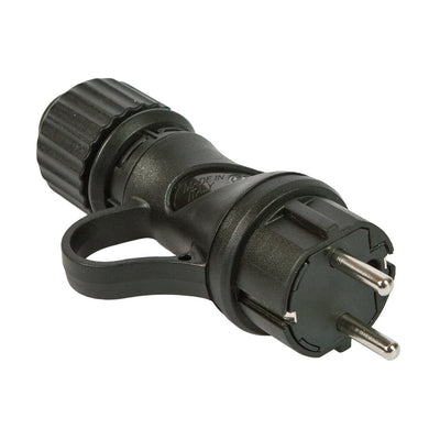 Black Schuko plug 16A 250V IP44 for outdoor use - Compatible with Modulair System - Black