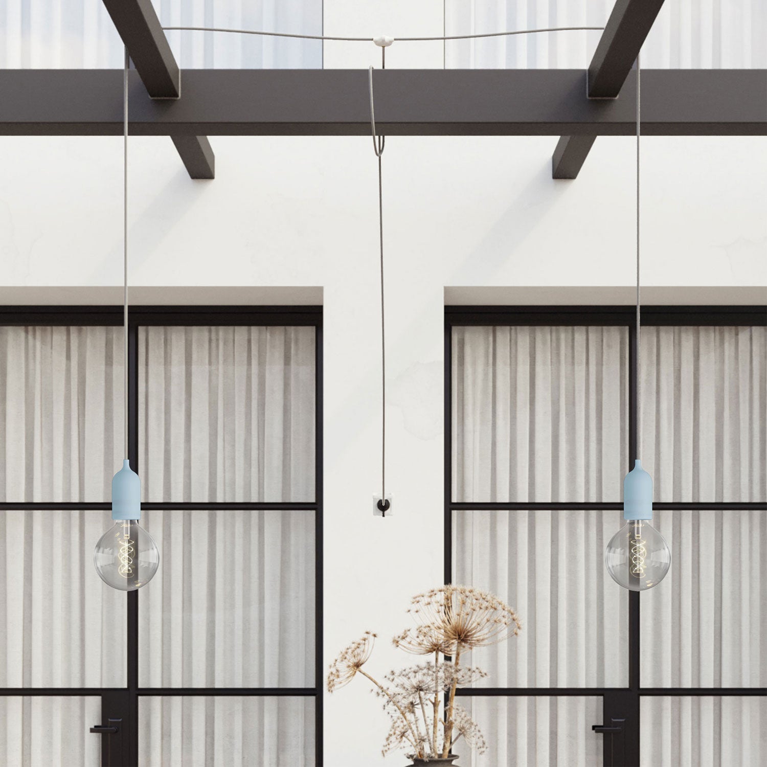 T-Snake Modulair Lampada da esterno IP65 portatile a 2 luci con spina UK - Blu carta da zucchero