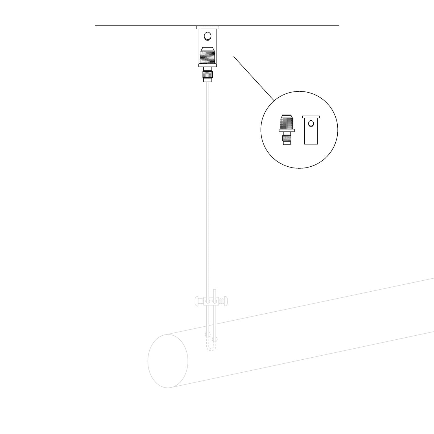 Tenditore a soffitto professionale per cavo in acciaio - Attacco M10x1 per sospensioni pesanti o decentrate