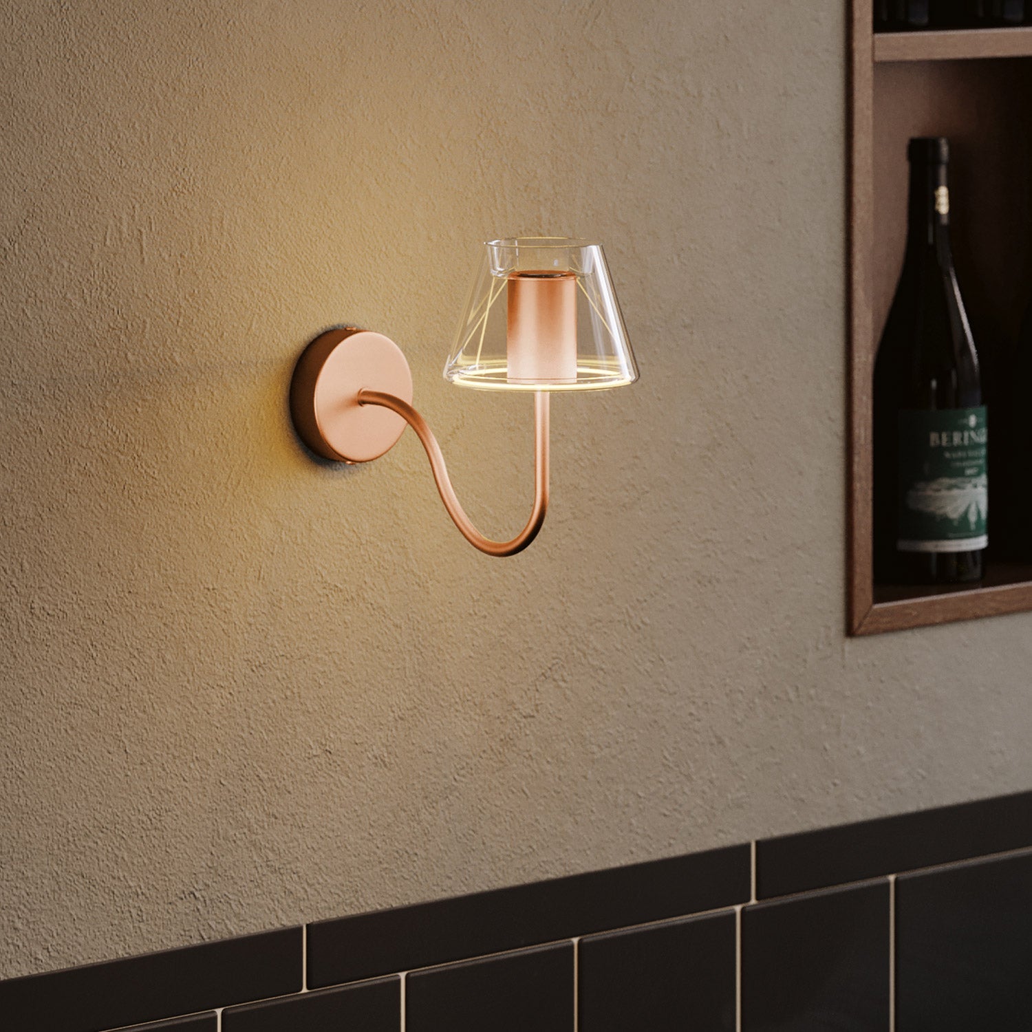 Tubo curvo di estensione a S per lampada, 16,5 cm in metallo - Rame satinato