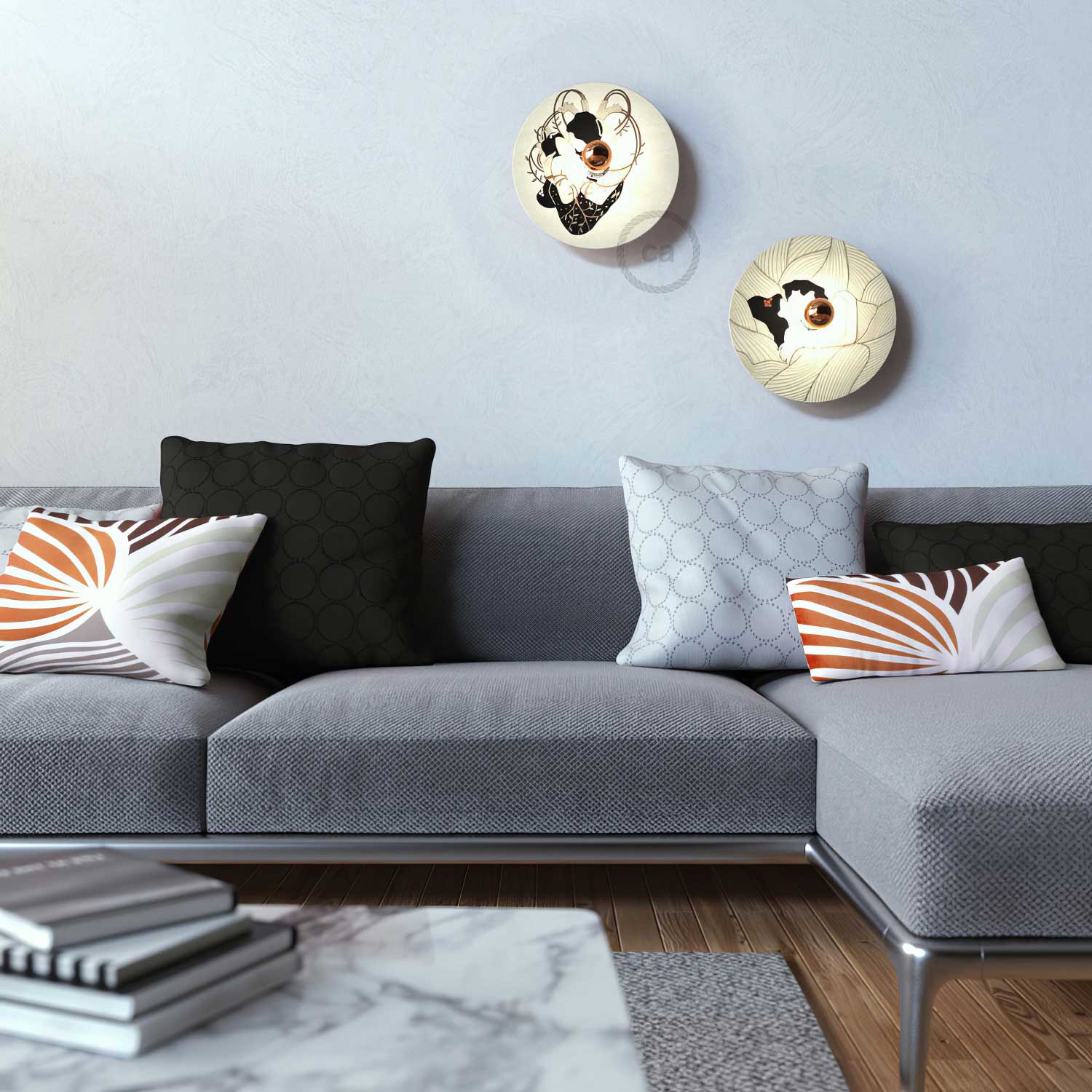 UFO Paralume in legno Special Edition Illustratori Italiani, double face, diametro 33 cm - Carolina Zuniga